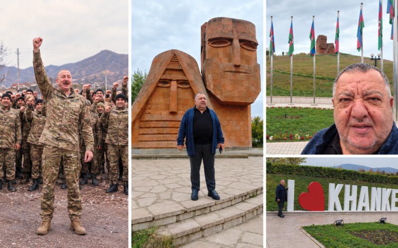 Bülent Gürçam’ın Karabağ ziyaretinden fotoğraflar ve İlham Aliyev’in askerlerle demir yumruk fotoğrafından kolaj